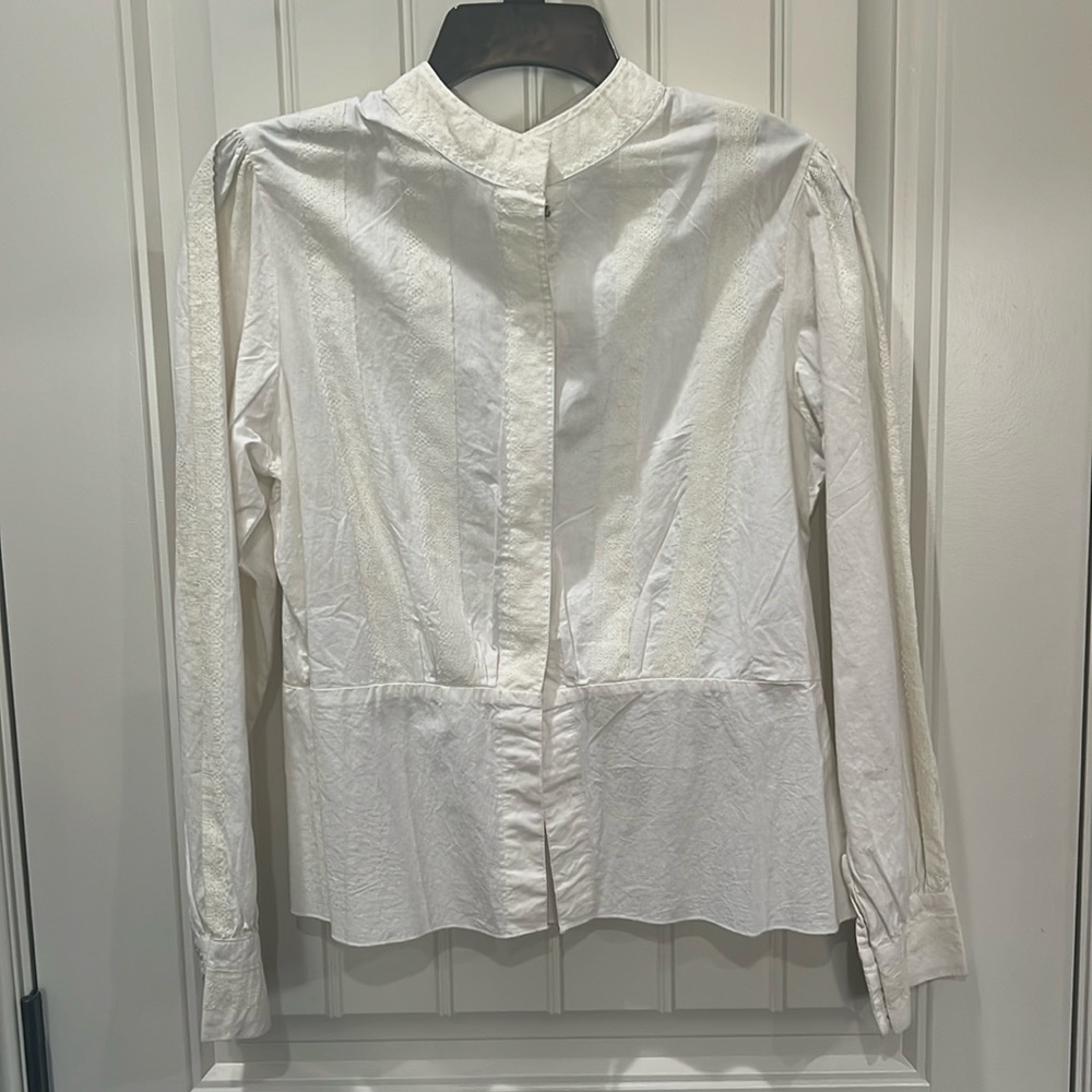 Danish Designers Remix Collection cream lace trim long sleeve blouse size M/L